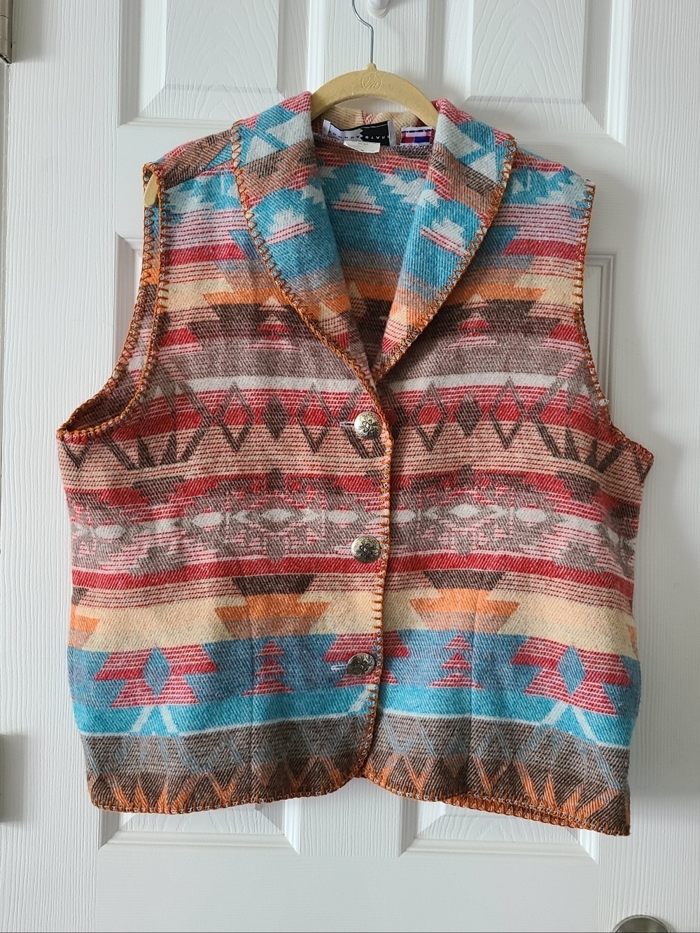Rhonda Stark Wool Blend Vintage Southwestern Vest